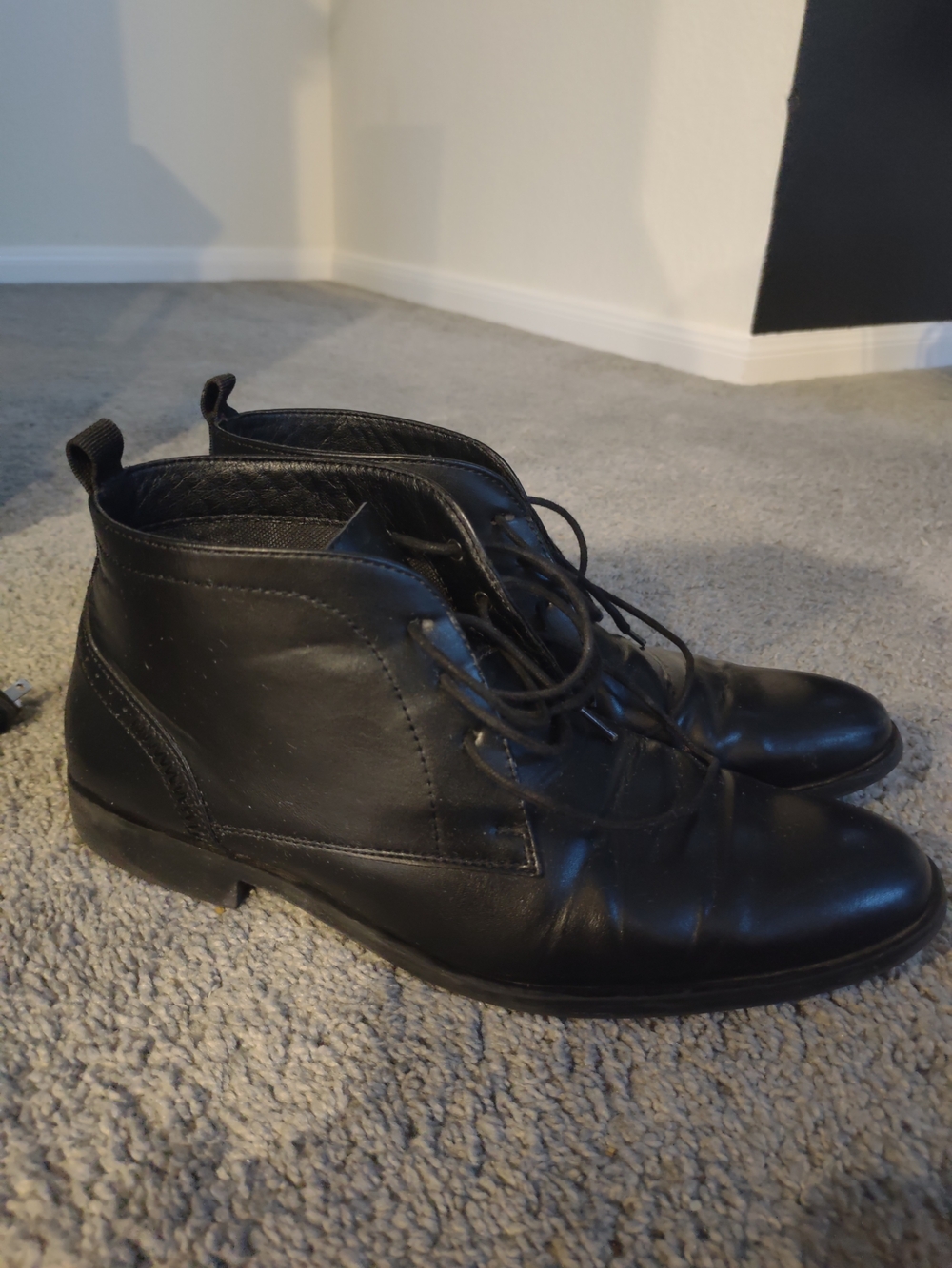 Tasso Elba Black Leather Lace-Up Ankle Boots